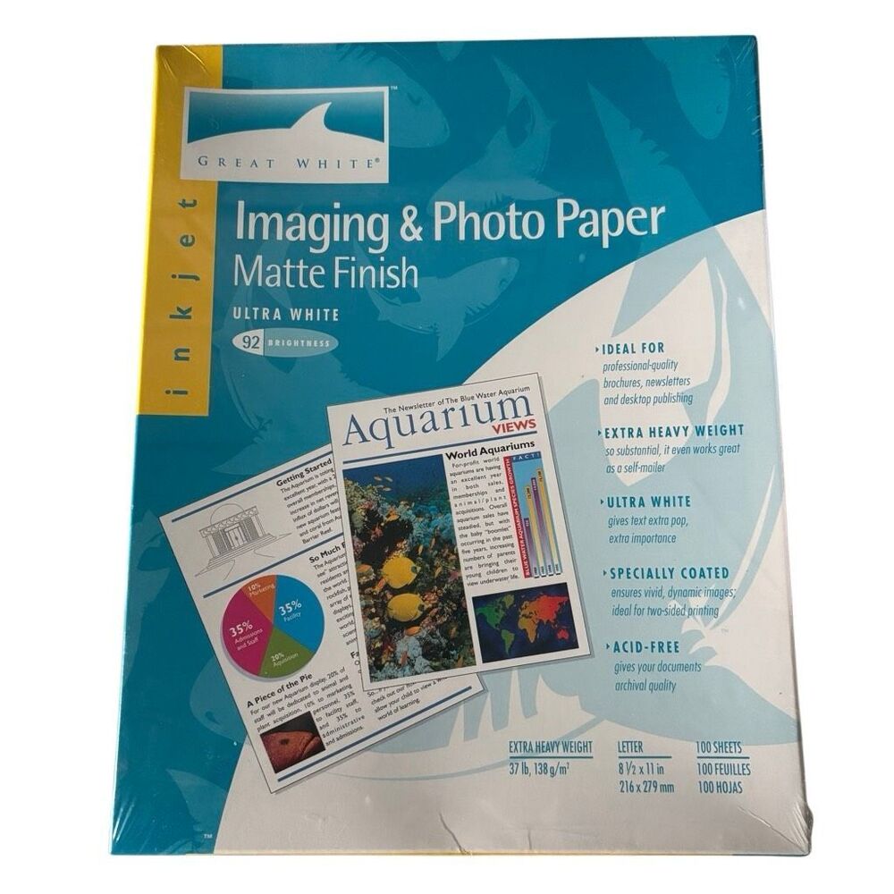 Great White Ink Jet Imaging & Photo Paper Matte Finish 100 Sheets *New*